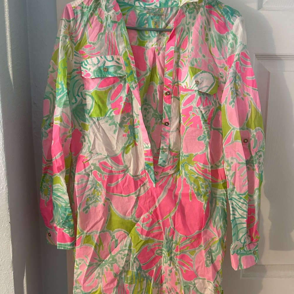 Lilly Pulitzer Pink and Green Floral Dress